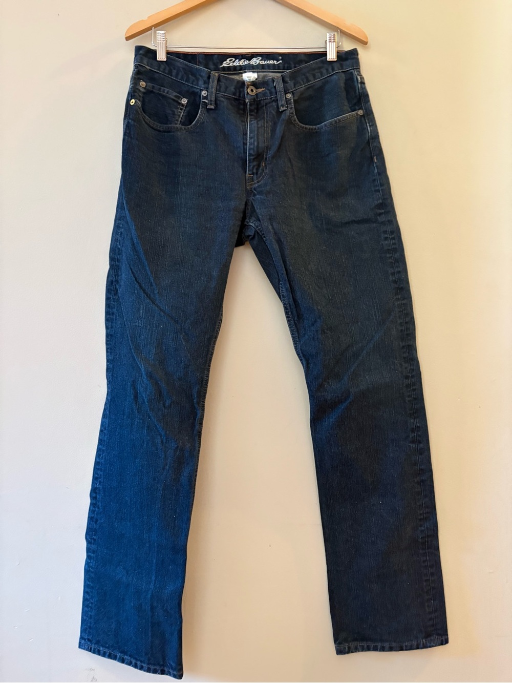 Eddie Bauer Straight Leg Dark Wash Blue Denim Men’s Jeans Sz 33 x 34.